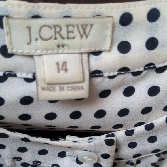 J. Crew Black and White Polka Dot Sleeveless Blouse - Picture 2 of 3